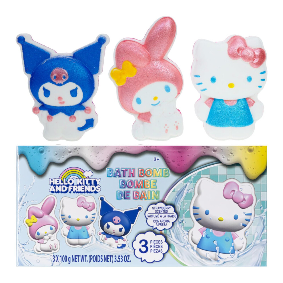 Townley Girl Hello Kitty And Friends Bath Bombs For Kids, Fun Bright Rainbow Colors, Berry Scented For Kids, Ages 3+, By