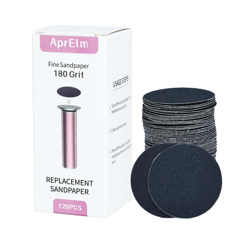 Aprelm 120Pcs Replaceable Sandpaper For Electric Foot Callus Remover, 180 Grit Fine Sandpaper Refill Discs