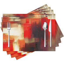 Modern Red Abstract Placemats Set of 4, 18x12 Inches,