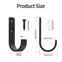 QJKEJI Heavy-Duty Garage Hooks for Hanging Metal J Utility Hooks Ladder Hook for Garage Wall Tool Storage Hook for Shed Garden Tools (4, Black)