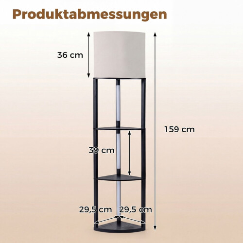 Eckstehleuchte mit Ablagen, 3-stufig, LED, Schwarz 1