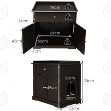 3-in-1 kattenhuis/kattenbak/bijzettafel met lade, bruin