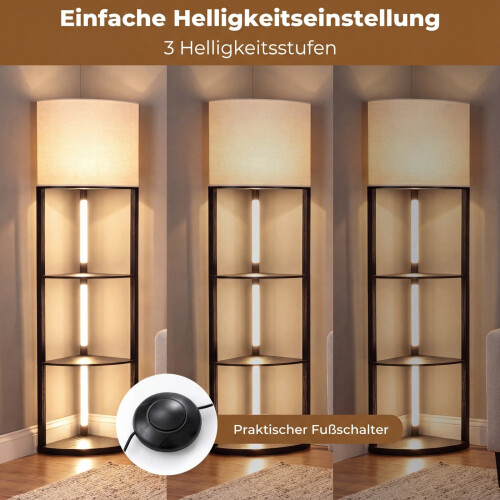 Eckstehleuchte mit Ablagen, 3-stufig, LED, Schwarz 2