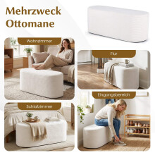 Corduroy poef/bankje, 120 cm, beige, schuim met hoge dichtheid