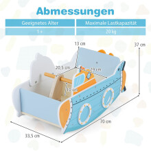 Houten schommelboot voor kinderen met draaiende propeller