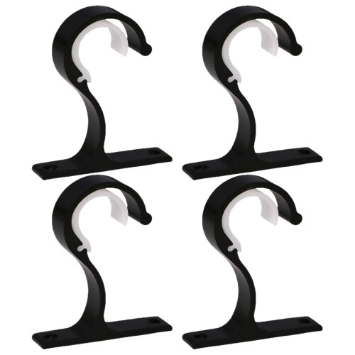 4Pcs Versatile Aluminum Curtain Rod Brackets Black Strong Wall Support