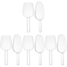 8Pcs White Plastic Ice Scoop Kitchen Grain Cereal Flour Scooping Tool