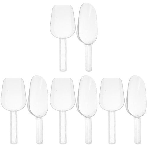 8Pcs White Plastic Ice Scoop Kitchen Grain Cereal Flour Scooping Tool
