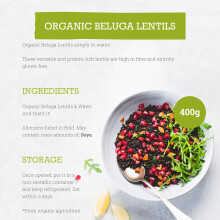 Mr Organic Organic Beluga Lentils 400g Non GMO Preservative Free V
