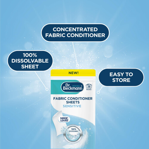Dr. Beckmann Fabric Conditioner Sheets Sensitive | No mess | Convenient and pre-dosed fabric conditioner sheets |Dissolvable 1