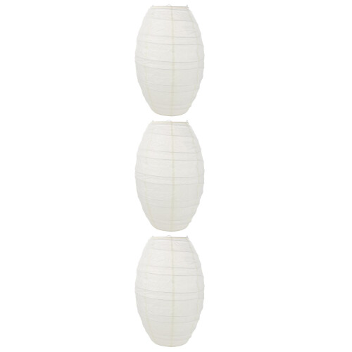 3Pcs Handmade Beige Paper Lamp Shade Oval Foldable Ceiling Light Cover