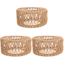 3Pcs Rustic Yellow Woven Straw Rope Lamp Shade for Ceiling Lights