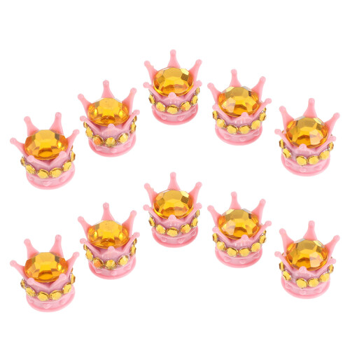 10St Plastic Roze Ventieldoppen Auto Motor Rhinestone Set