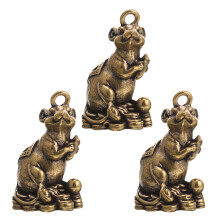 3Pcs Golden Copper Mouse Charms Retro Mini Pendant for Keychain DIY