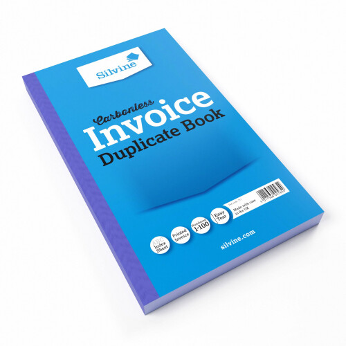 Silvine Carbonless Duplicate Invoice Book - Numbered 1-100 with index sheet (210 x 127mm) 1