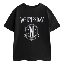 (9-10 Years, Black) Wednesday Girls Unitas Est Invicta Short-Sleeved T-Shirt