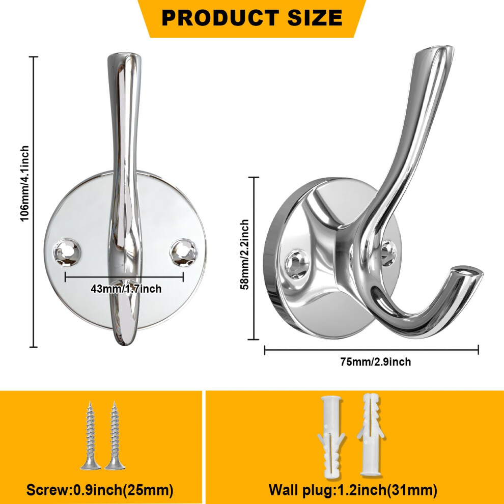 Yundoza 2 Pack Bathroom Towel Hooks Screw In Door Hooks For Hanging Co 5008587625031