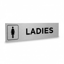 Slimline Aluminium Toilet Door Signs Twin Pack from ViroDisplay - Gentlemen & Ladies Symbols - Brushed Silver - 200 x 50mm