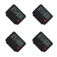 4Pcs Black Plastic Digital Flip Clock Portable Ultrathin Travel Alarm