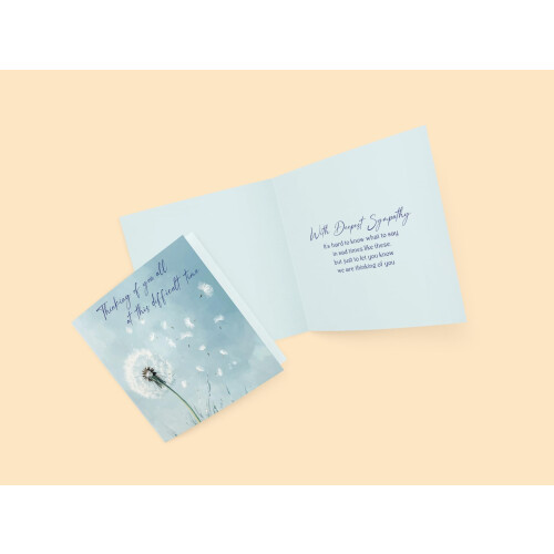 Dandelion With Sympathy Card - Watercolour Style with Sentimental Message Inside - Includes Blue Coloured Envelope 1