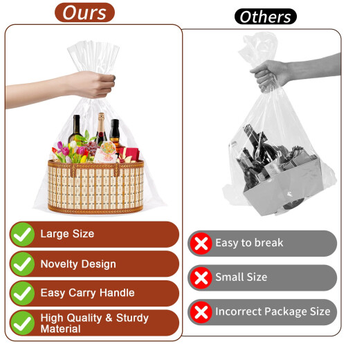 Dreamtop 2 Set Empty Hamper Baskets, Woven Bamboo Gift Basket Hamper Kit with Handles 2