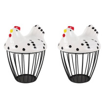 2Pcs Stylish Metal and Ceramic Egg Basket for Countertop Organization