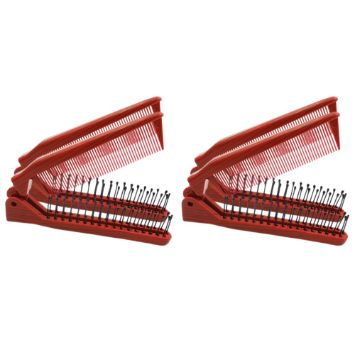 4Pièces Brosse De Voyage Pliable Rouge Ergonomique Et Compacte