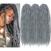KGBFASS 24inch Trenzas Marley Gris Oscuro Cabello Sintético Rizado Afro para Box Braids