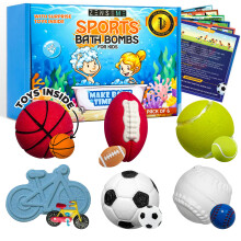 Badebomben mit Spielzeug und Lernkarten - 6 duftende, biologische 2,5 oz Geschenkset