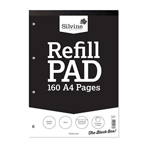 Silvine A4 Refill Pad - Plain White (160 Pages) Pack of 5 1