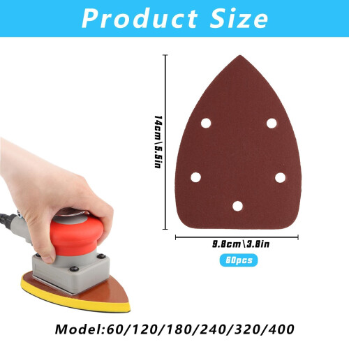 60 Multi Tool Sanding Pads, Triangle Mouse Sanding Pads for Mouse Sander Pads Sheets 1