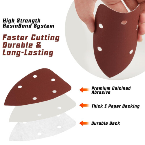 60 Multi Tool Sanding Pads, Triangle Mouse Sanding Pads for Mouse Sander Pads Sheets 2