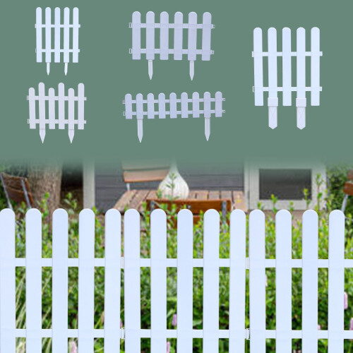White plastic garden fence panels adjustable reusable