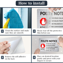 2 Pack No Cold Callers Sign for Front Door Sticker, 15 x 10CM Polite Notice No Cold Callers Sign Metal Brushed Aluminium,Self Adhesive for Letterbox