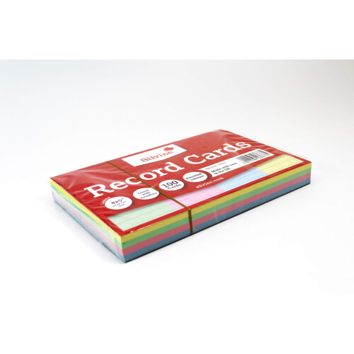 Silvine 8x5 Assorted Colour Flash Cards - Lined (100 Record Cards) 4 Colours for Study, Presentations and Notes 1