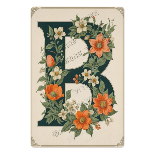 Wanddeko mit Blumenbuchstaben B, 30 x 40 cm