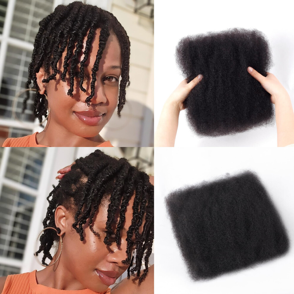 Builson Afro Kinkys Bulk Human Hair -100% Real Human Hair For Mini Twist, Braiding, Loc Extensions & Crochet, Kinky Curly Hair Bundles, Natural Afro Bulk For