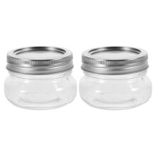 2-Pack Compact Transparent Glass Jars with Stainless Steel