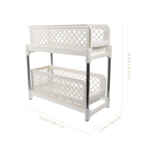 White Double-Layer Kitchen Storage Shelf