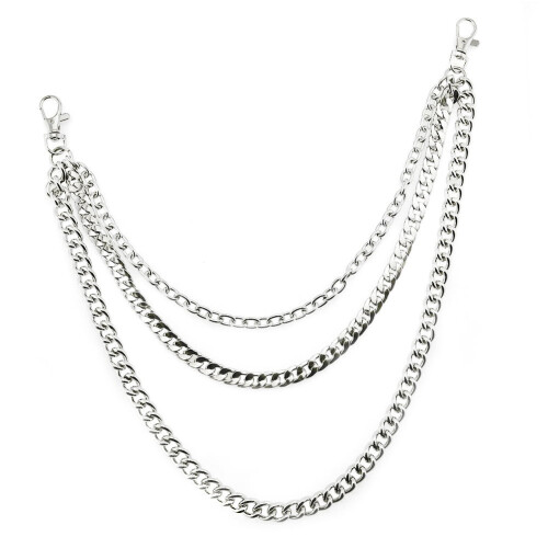 3-Layer Silver Pants Chain for Jeans & Bags