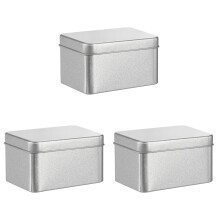 Silberne quadratische Blechdosen, 3er-Set – 9 x 9 x 5,5 cm