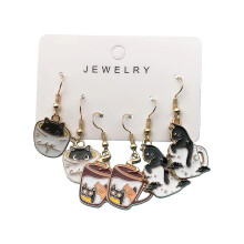 Stylish Cats Shape Ear Jewelry Alloy Texture Party Earrings-3