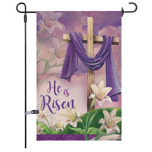 Easter Garden Flag White Lily Cross 12x18 in