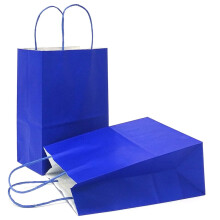 Bolsas de regalo de papel kraft azul real con asas (5x3.1x