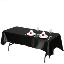 Black Satin Rectangular Tablecloth 60 x 102 in (Pack of 6)