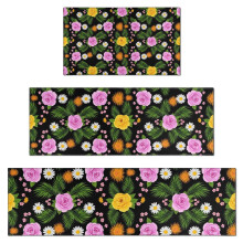 Floral Kitchen Rug Set of 3 – Non-Slip, Washable,