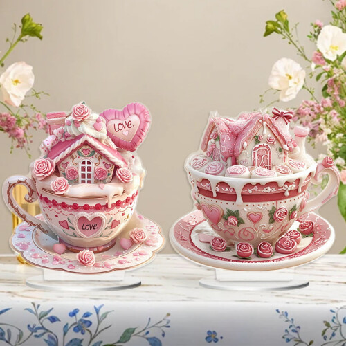 Rosa hjerte-cupcake-akrylornament – Valentinsdagen