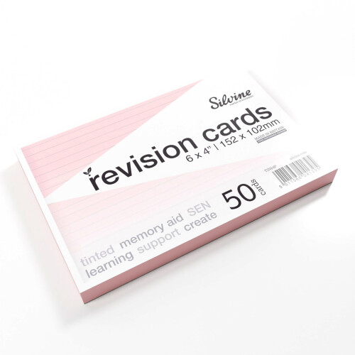 Silvine A6 Flash Cards, Revision & Study - Lined (50 Cards) (Pink) 1