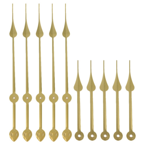 Large Aluminium Clock Hands Set – 5 Pcs, Golden, DIY Wall