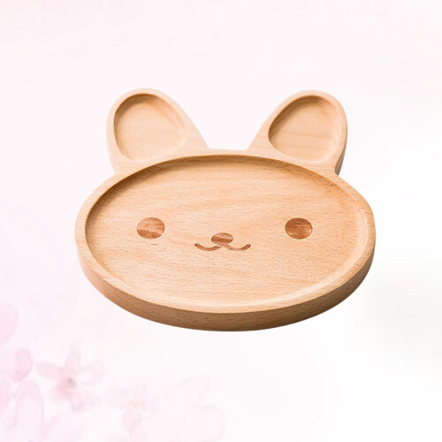 Piatto diviso in legno a forma di coniglio per bambini